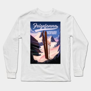 Folgefonna norway ski travel poster Long Sleeve T-Shirt